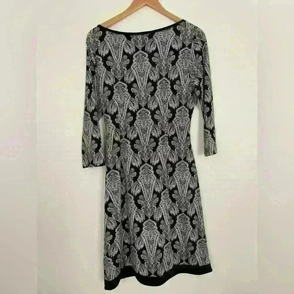 41 Hawthorn Luzia Womens Long Sleeve Black White Pattern Midi Dress Size Large - Picture 3 of 9